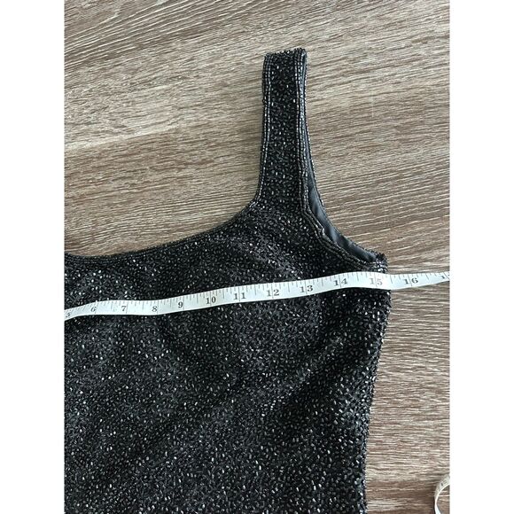Vintage Cache Beaded 100% Silk Tank Top XS 90s Evening Party Top Embellished Y2K - Picture 13 of 15